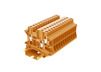 Проходная клемма TU4-3-OG - Проходная клемма, 3 точки подключения, тип фиксации провода: винтовой, номинальное сечение: 4 мм кв., 32A, 1000V, ширина: 6,2 мм, цвет: оранжевый, тип монтажа: DIN 35