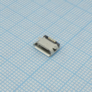 DS1105-06-B60R - Разъем Micro USB 2.0 розетка 5 контактов, тип B для поверхностного монтажа (с фиксатором в отверстие), луженый корпус лента на катушке