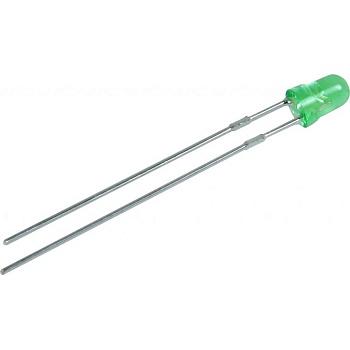 L-1344GT - Светодиод 3мм/зеленый/565нм/20-80мкд/прозрачный зеленый корпус/50°