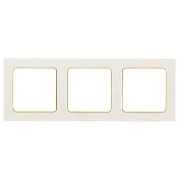 Стокгольм Рамка 3-местная белая с линией цвета зеленый PROxima EAM-G-302-10