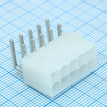 39301100 - Прямоугольный разъем, Серия Mini-Fit 4.2мм 10 контакт(-ов), Штыревой Разъем угловой, сонтаж в отверстие россыпь