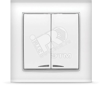 Выключатель Бриллиант двухклавишный с подсветкой белый 7947410