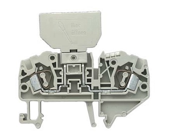 Клемма разъед. WKF 4 TKG/35 - Предохранительная клемма, тип фиксации провода: пружинный, номинальное сечение: 4 мм кв., 800V, ширина: 6 мм, цвет: серый, тип монтажа: DIN 35