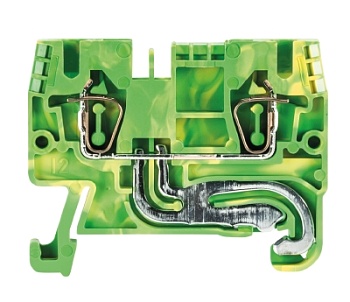 Клемма заземл. WKFN 2,5 SL/35 - Заземляющая клемма, тип фиксации провода: пружинный, номинальное сечение: 2,5 мм кв., 800V, ширина: 5 мм, цвет: желто-зеленый, тип монтажа: DIN 35