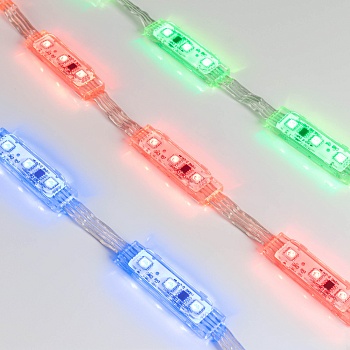 Модуль управляемый DMX-B3 12V RGB (0.72W, IP68, 140 deg) 036773 - Управляемый светодиодный модуль DMX, RGB, микросхема DMX512 (UCS512), напряжение 12 В, мощность 0.72 Вт, 3 светодиода SMD 5060, угол 140°. Создание медиафасадов, 20 шт на проводе, расстояни