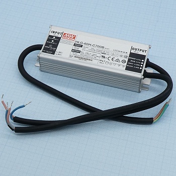 HLG-60H-C700B - AC-DC, 70Вт, IP67, вход 90…305В AC, 47…63Гц/127…431В DC, PFC, выход 50-100В/0.7А, димминг 3 в 1, рег. выхода 0.42…0.7A, изоляция 3750В AC, в кожухе 171х61.5х36.8, -40…+70°С