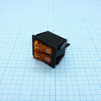 RK1-22 1X1X2N B/OR"0-" - Выключатель клавишный ON-OFF с подсветкой цвет корпуса (черный) цвет кнопки (оранжевый)