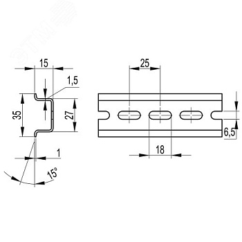 DIN-рейка перфорированная OMEGA 3AF,35х15. 300 мм. 02150R-RET3