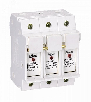 Держатель предохранительного типа C14 ДП102-С14-3P со светодиодной индикацией 21388DEK