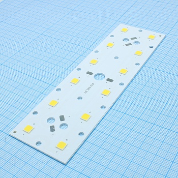 Светодиодный модуль 2x6 5050 6S2P 4000K - Светодиодный модуль 2x6; светодиоды Hongli 5050; схема - 2 параллельных цепочки по 6шт последовательно; CCT=4000K; Uп=39В при 700мА (27Вт), расчетный световой поток 4860лм при 700мА; CRI=80; 120°;  размер: 145x43x