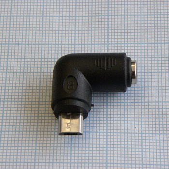 AD гн 5.5*2.1 - шт microUSB угловой - переходник (адаптер) гнездо 5.5*2.1 - штекер microUSB угловой