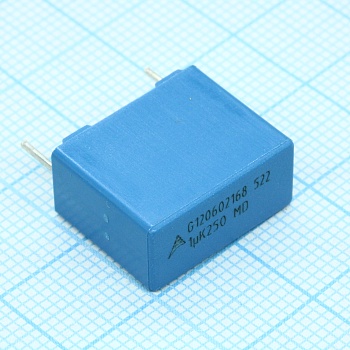 B32522C3105K - Конденсатор металлоплёночный полиэтилентерефталатный 1мкФ 250В ±10%( 18х8.5х14.5мм) шаг выводов 15мм 125°С автомобильного применения россыпь