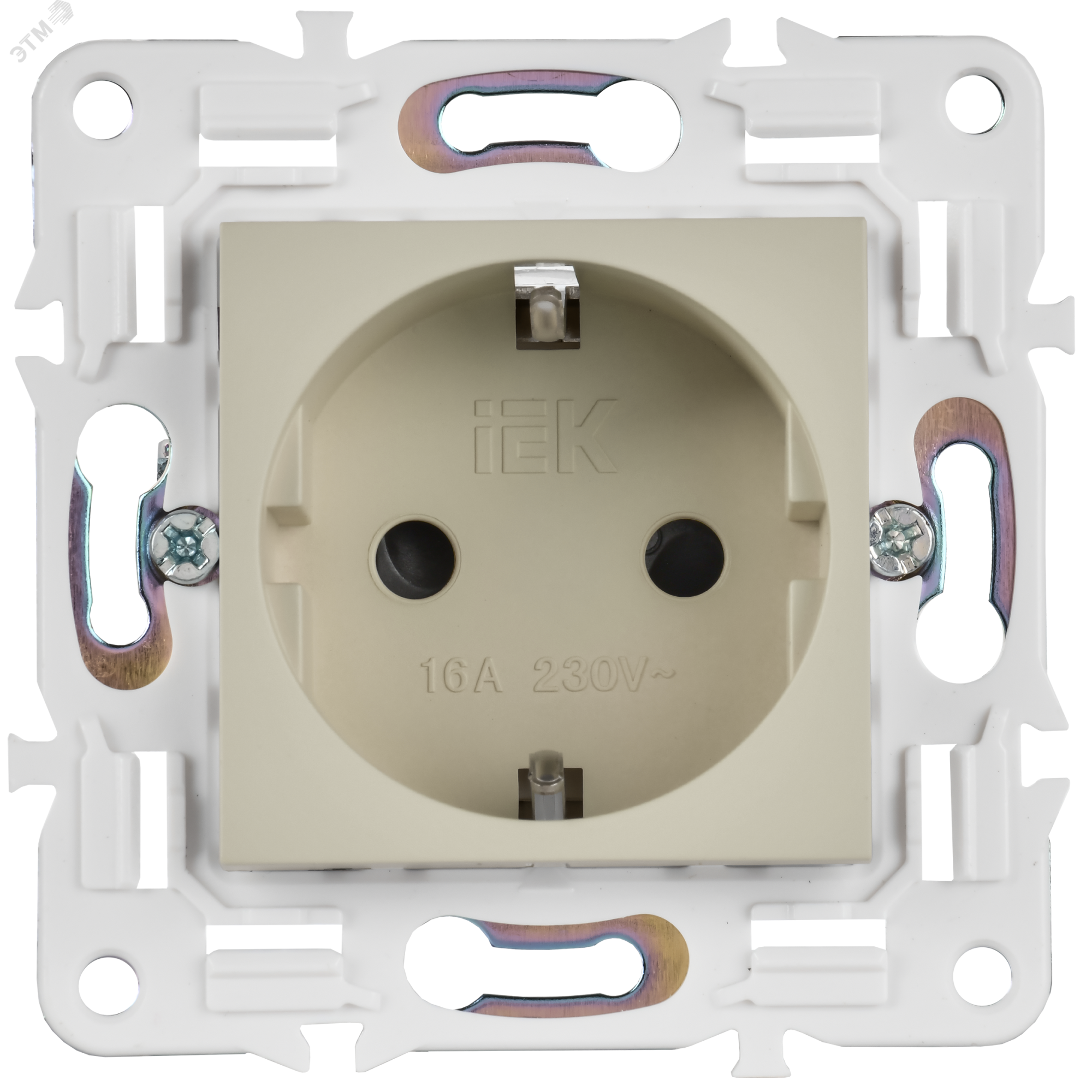 SKANDY Розетка с заземлением с защитными шторками 16А SK-R04B бежевый IEK SK-R14-16-K10