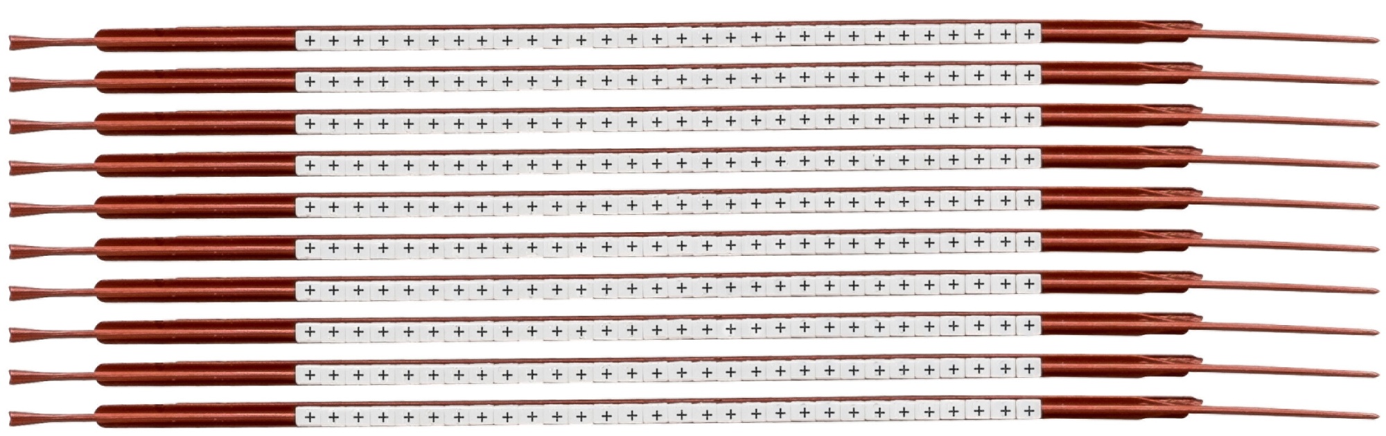 brd132987 - SCN-03-PLUS клипсы белые, 300шт/упак, для провода 1-1.3мм диаметра, легенда + (плюс)
