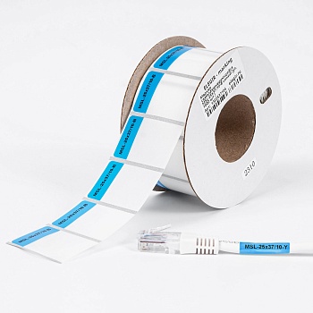 Маркер самоламинирующийся MSL-25x37/10-B - Маркер для проводов и кабелей, длина 37 мм, ширина 25 мм, цвет синий, для принтера: RT200, RT230, в упаковке 1000 маркеров