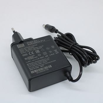NGE30E24-P1J - AC-DC, 30Вт, сетевой адаптер, выход 24В/1.25А, вход 80...264В AC, 47...63 Гц, изоляция 4000B DC, 2xMOPP, 62x30*x65мм, -30...+70C, евровилка, выходной разъем 11мм, диам. 5.5х2.1мм