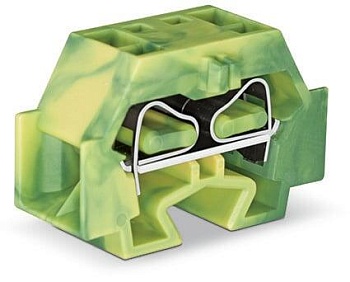 Клемма мини 242357 - Мини клемма, боковой подвод кабеля, 4 точки подключения в клемме, тип фиксации провода: пружинный, номинальное сечение: 4 мм кв., 24A, 630V, цвет: желто-зеленый, тип монтажа: DIN15