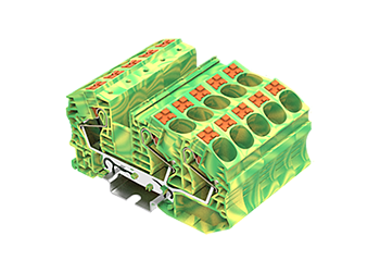 Заземляющая клемма TP16-3-PE - Заземляющая клемма, 3 точки подключения, тип фиксации провода: push-in, номинальное сечение: 16 мм кв., ширина: 12,2 мм, цвет: желто-зеленый, тип монтажа: DIN 35