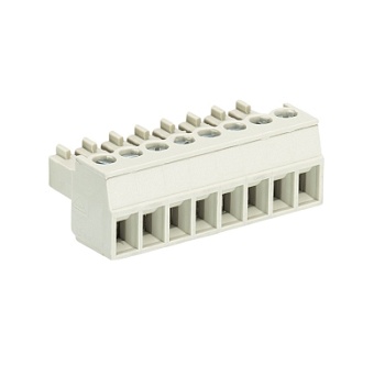 Розетка Wiecon 8813 B / 8 OB - Розеточный разъем, угловой, на кабель, шаг 3,81 мм, 8 полюсов, номинальное сечение: 1,5 мм кв., винтовая фиксация провода, 250V, 8А, без маркировки, цвет: серый, серия 8813 B