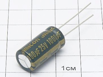 Конденсатор 1000мкФ 25В 10x21 105°C