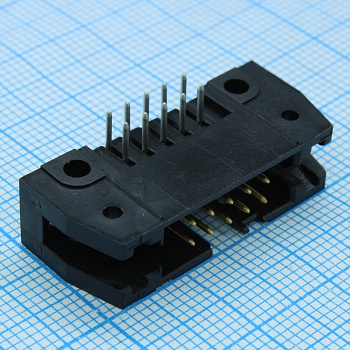 1-828581-0 - Разъем провод-плата HDR 10 контактов шаг 2.54мм угловой монтаж в отверстие
