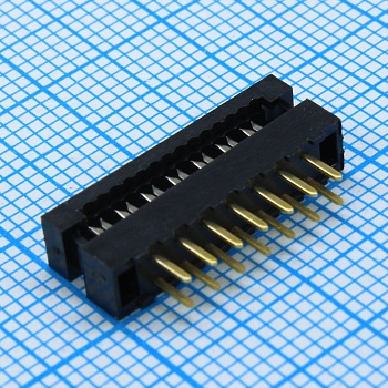 DS1018-02-14B2 - FDC разъем 2х7 контактов шаг 2мм, на шлейф шаг 1мм, для пайки на плату