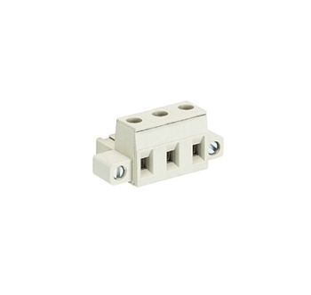 Розетка Wiecon 8313 B / 3 F - Розеточный разъем, угловой, на кабель, с монтажными фланцами, шаг 7,50 мм, 3 полюса, номинальное сечение: 2,5 мм кв., винтовая фиксация провода, 690V, 12А, с маркировкой, цвет: серый, серия 8313 F