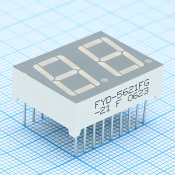 FYD-5621FG-21 - 2-х разрядный индикатор 14,2мм/зеленый/570нм/14-18мкд/ОА