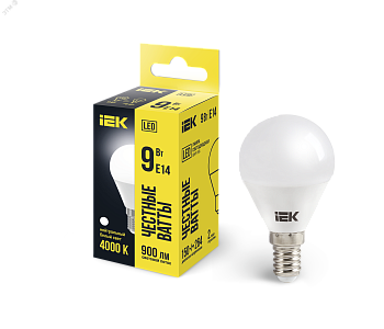 Лампа светодиодная Eco G45 9Вт шар 4000К нейтр. бел. E14 230В LLE-G45-9-230-40-E14
