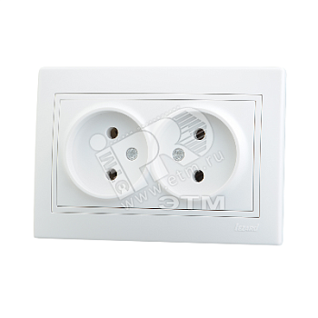 Розетка 2-м СП Mira 16А IP20 без заземл. с бел. вставкой керамика бел. 701-0202-128