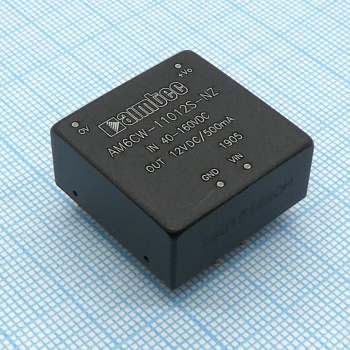 AM6CW-11012S-NZ - Импульсный DC/DC преобразователь напряжения (из 110 в 12 В) 6 Вт вход 40..160 В выход 12 В/500 мА корпус 1x1 развязка вход/выход , 1500VDC, рабочий диапазон , -40..85 °С, расширенный входной диапазон, длительная защита от КЗ, высокий КПД