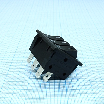 RK1-37 1X1X3 B/B"0-" - Выключатель клавишный ON-OFF без подсветки цвет корпуса (черный) цвет кнопки (черный)