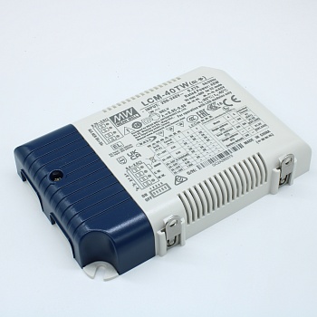 LCM-40TW - AC-DC, 40Вт, стабилизатор тока, вход 180…277В AC, 47…63Гц /260…390В DC, 2 выхода до 500…1050мA/20…50В, ККМ, изоляция 3750В AC, в кожухе 123.5х81.5х23мм, -30…+85°С, димминг кнопкой и DALI