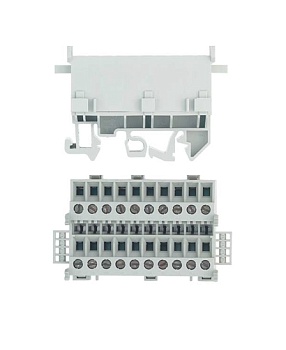 Клемма WKB 2,5 / U - Клемма 10 полюсов, тип фиксации провода: винтовой, номинальное сечение: 2,5 мм кв., 20A, 400V, ширина: 39 мм, цвет: серый, тип монтажа: DIN 35
