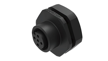 Розеточный разъем SD-M12A-17P-FF-SH8008 - Розеточный разъем в панель, 17 полюсов, M12, гайка сзади, фиксация провода пайкой, A-Code, 1.5A, 30V, M16*1.5, пластик