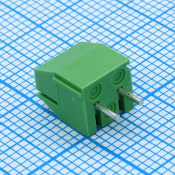 ED350V-02P - Клеммник 2 конт. шаг 3.50 мм модульный, вертик. на плату, H = 8.4 мм, пров. 24-16AWG/ до 1.5 кв.мм, до 300В/10А, зеленый изол.  (аналог DG350-3.5-02P-14*/ MA212-350M02*)