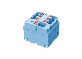 Распределительный блок TPA4/1.5-7-BU - Блок распределения потенциала, 7 точек подключения, тип фиксации провода: push-in, номинальное сечение: 1,5/4 мм кв., 32A, 450V, цвет: синий