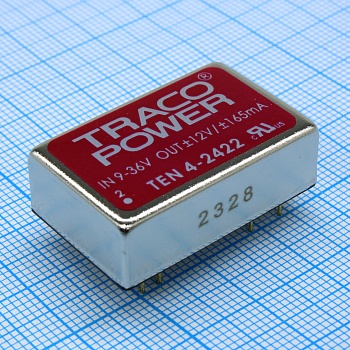 TEN 4-2422 - Преобразователь DC/DC на печатную плату вход 24В двуполярный выход ±12В 0.165A/-0.165A 4Вт 8-Pin металлический DIP