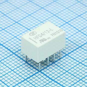 HFD4/12-L - Реле DPDT (две контактных группы-два направления)  2А катушка 12В 1028Ом