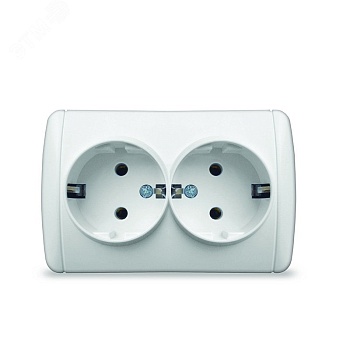 Клио Розетка электрическая двухпостовая с/з IP44 белый К2231