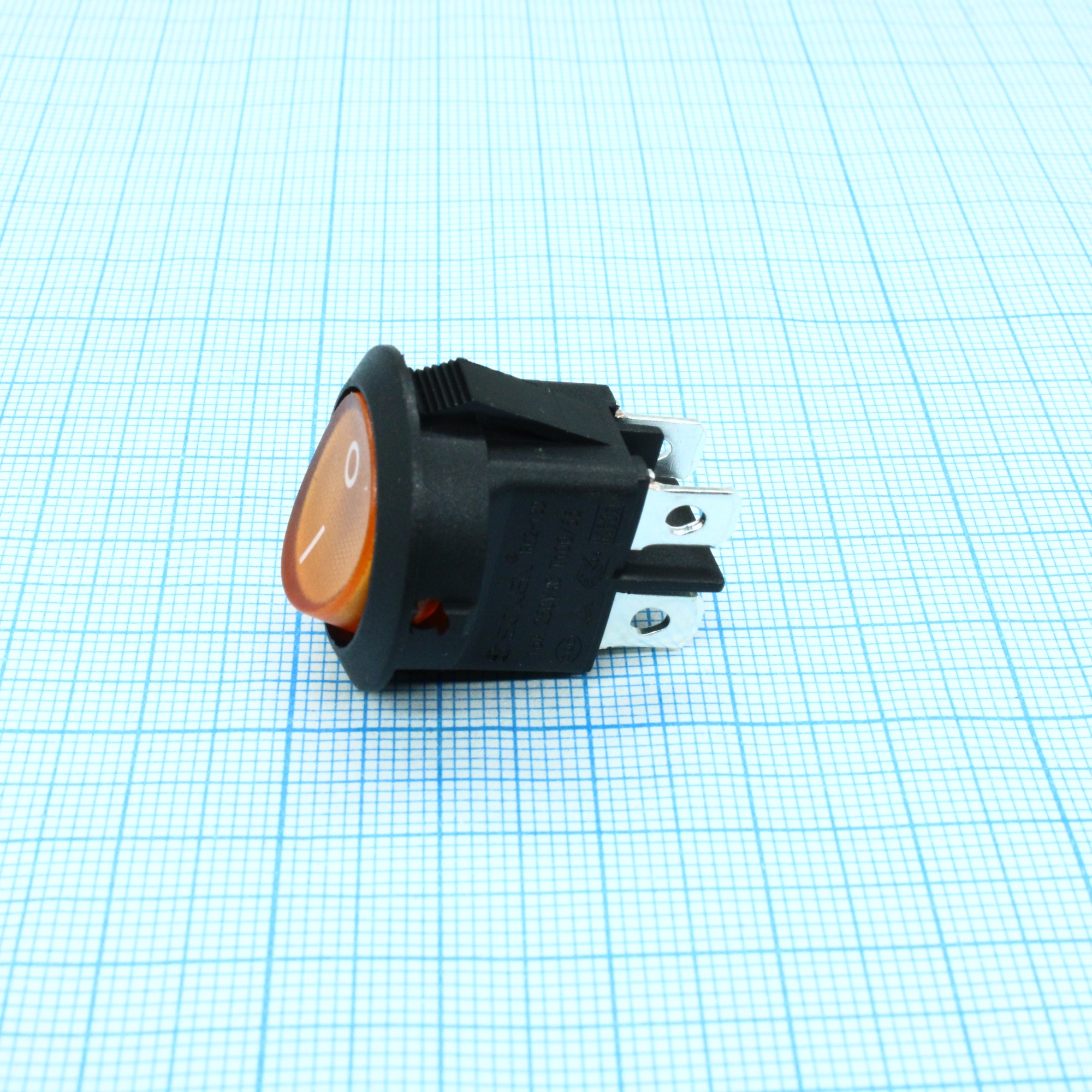 RK2-13D 2X1N B/OR"0-" - Выключатель клавишный ON-OFF с подсветкой цвет корпуса (черный) цвет кнопки (оранжевый)