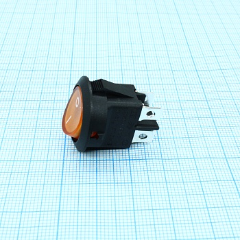 RK2-13D 2X1N B/OR"0-" - Выключатель клавишный ON-OFF с подсветкой цвет корпуса (черный) цвет кнопки (оранжевый)