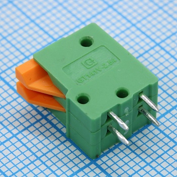 GT141V-2.54-02P-14-00 - Нажимной безвинтовой клеммный блок 2 контакта. Зажим типа торцевой контакт. Серия GT141V-2.54