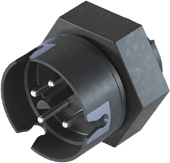 Разъем RST08i5/4S S1 M02HL SG - Вилочный разъем в панель М16,6, IP68(69k), 4 полюса, цвет: серый, номинальные характеристики: 250V/400V 8A, серия gesis RST MICRO