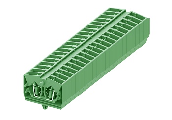 Клемма мини 254316 - Мини клемма, верхний подвод кабеля, 2 точки подключения в клемме, тип фиксации провода: пружинный, номинальное сечение: 2,5 мм кв., 24A, 800V, цвет: зеленый, тип монтажа: защелки в панель