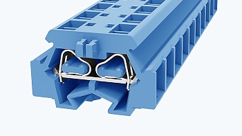 Проходная клемма WS1.5T-DB-01P-12 - Проходная клемма, тип фиксации провода: пружинный, номинальное сечение: 1.5 мм кв.,  17,5A, 800V, ширина: 8 мм, цвет: синий тип монтажа: монтажный фланец