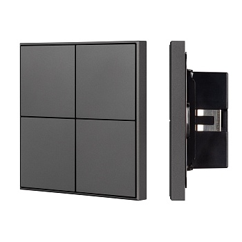 INTELLIGENT ARLIGHT Кнопочная панель KNX-304-23-IN Black (BUS, Frame) 039667 - Универсальная многофункциональная встраиваемая настенная панель для систем KNX. 4 рокерные клавиши, 1 клавиша может выполнять функции 2-х клавиш. Тонкая рамка, материал - алюми