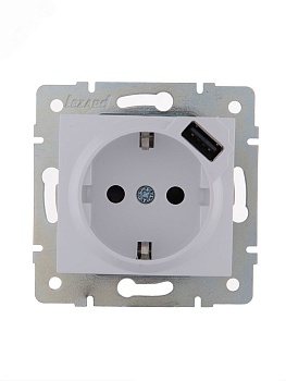 Розетка 1-м СП Karina 16А с заземл. с заряд. устройством USB механизм бел. 707-0288-181