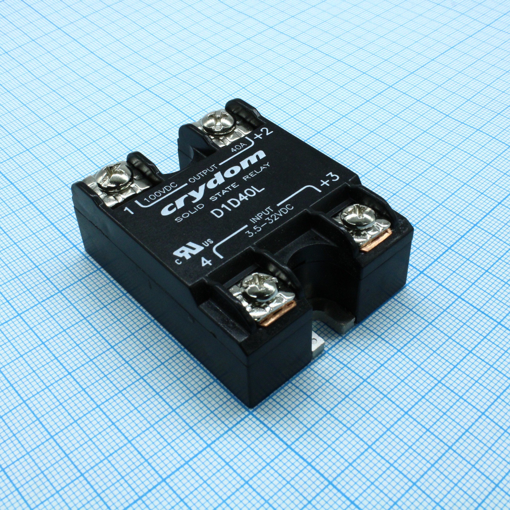D1D40L - Реле твердотельное для коммутации постоянного тока 100В 40А, вход DC 32В 10мА, изоляция 3.75кВ, нормально разомкнутое, -40...100°C