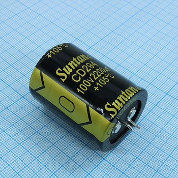 TS13DR2A222MSB0D0R - Конденсатор алюминиевый электролитический 2200мкФ 100В ±20% (30х40мм) защелкиваемые выводы 10мм 2000часов 105°C россыпь